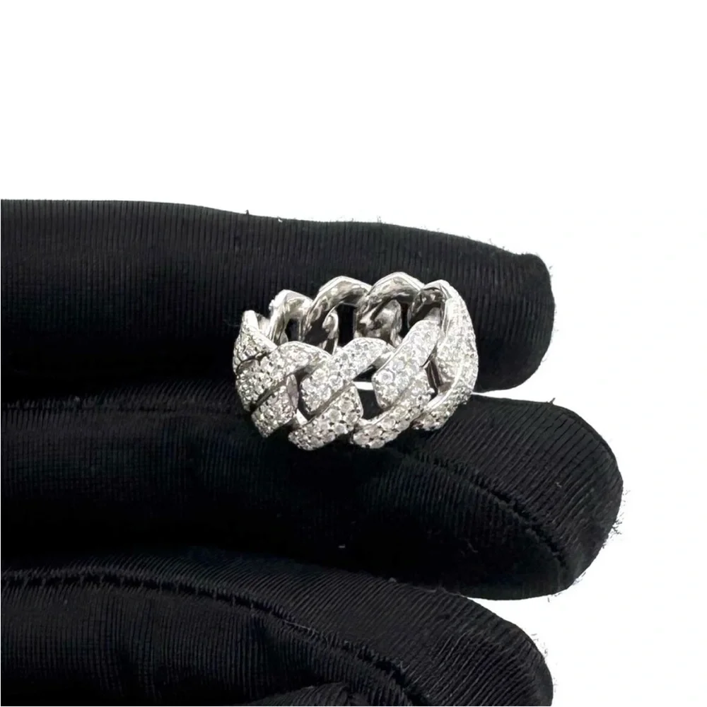 925 Silver, 2.6CTW Moissanite Miami Cuban Ring